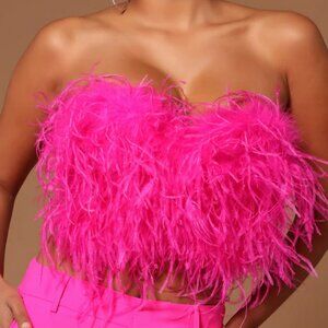 BRAND NEW Hot Pink Feather Top – Size Medium